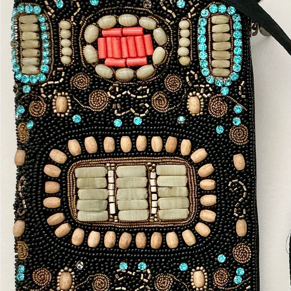 Beaded Black and Turquoise Clutch
